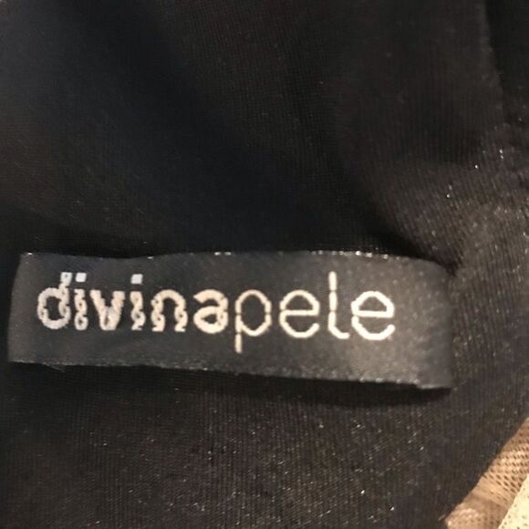 Divina Pele Elegant Black Sheer Illusion Cocktail Dress Size Small Beaded Hem - Picture 9 of 11